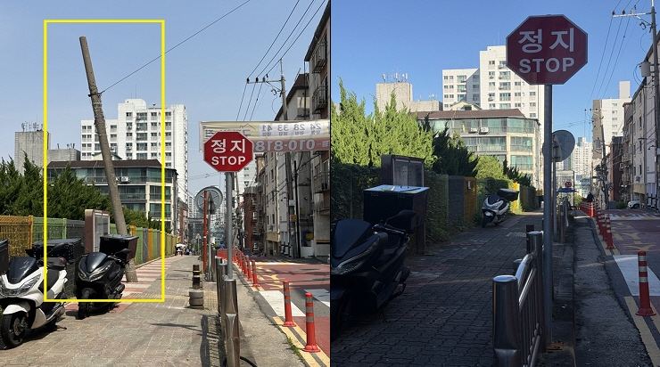 미추홀구, 통학로 보행 안전 위한 '전신·통신주 정비사업' 완료