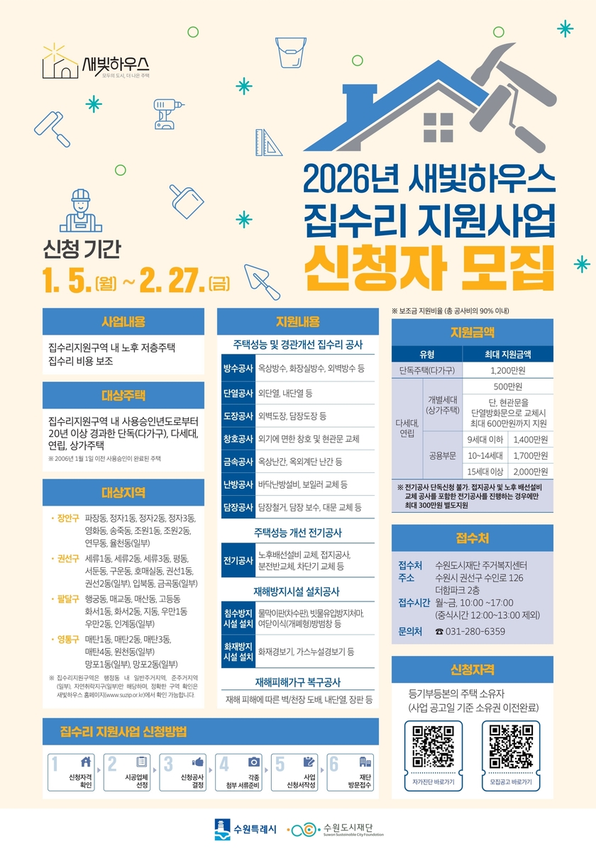 수원시, 2026년 새빛하우스 신청자 모집