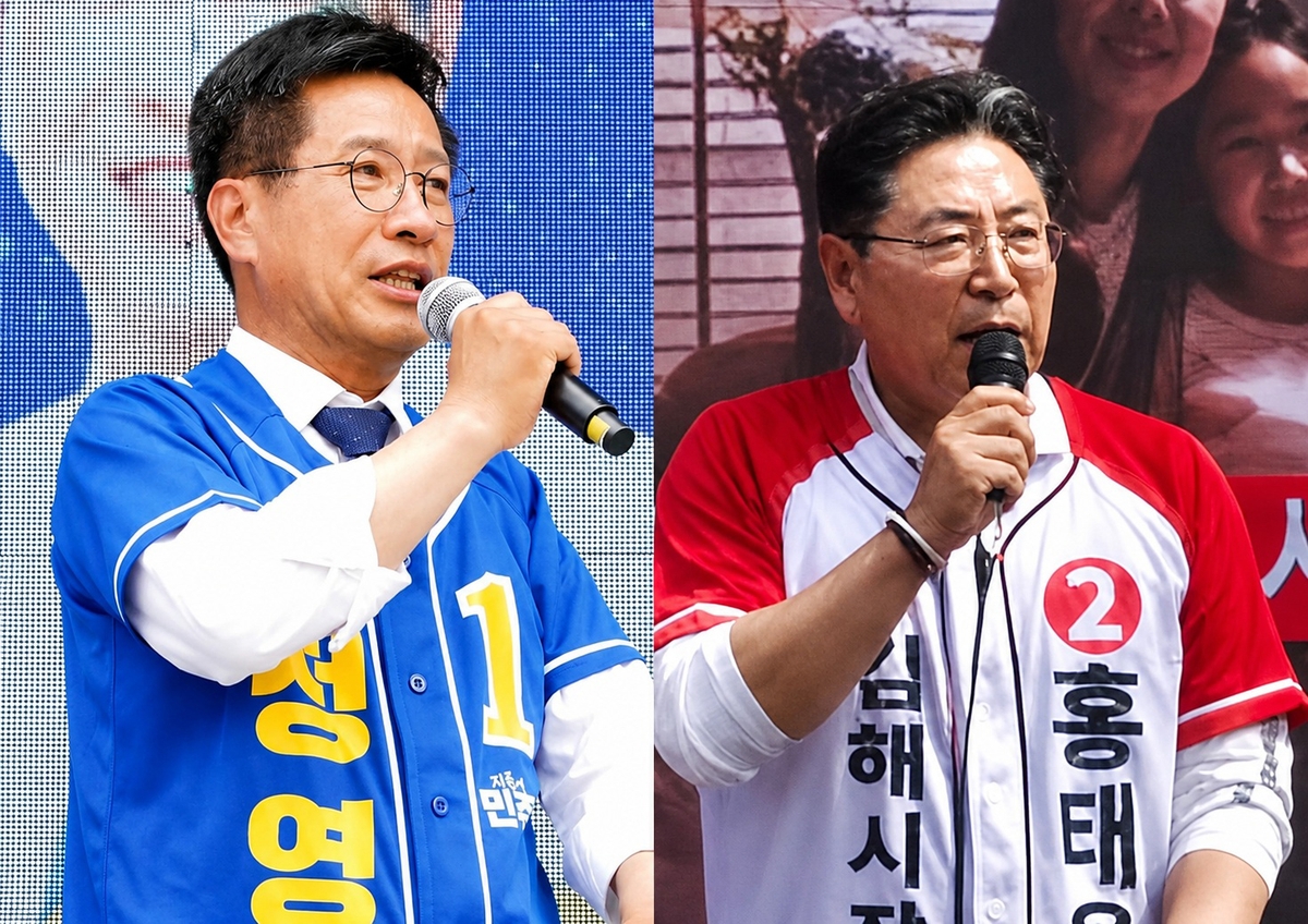 민주당 정영두(왼쪽) 후보와 국민의힘 홍태용 후보