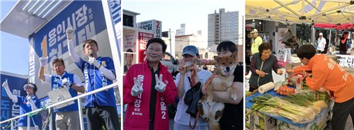 용인시장 선거 현근택·이상일·송창훈 후보(왼쪽부터)