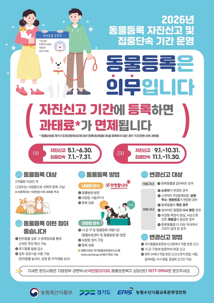 구리시, 반려동물 등록 자진신고 기간 운영…유실·유기 예방위한 반려 문화 정착