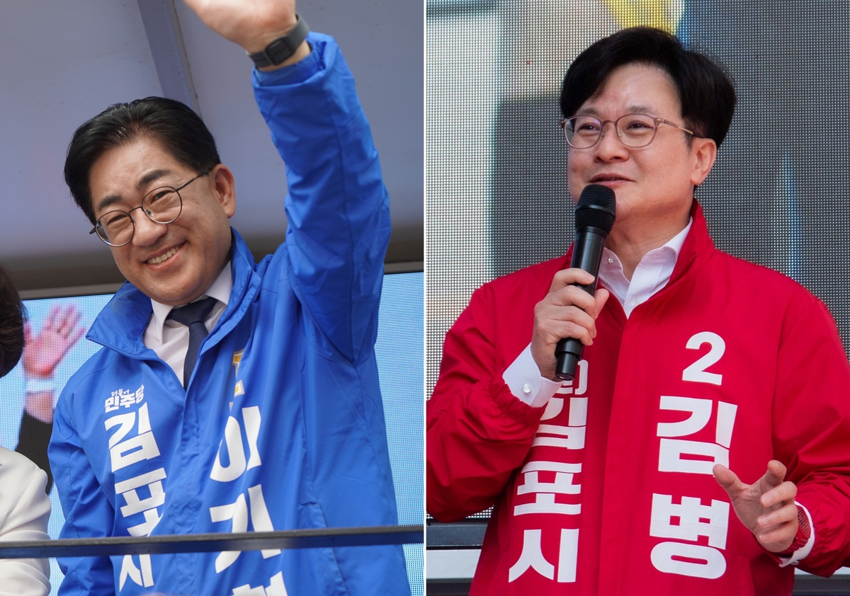 경기 김포시장 출마한 더불어민주당 이기형(왼쪽)·국민의힘 김병수 후보