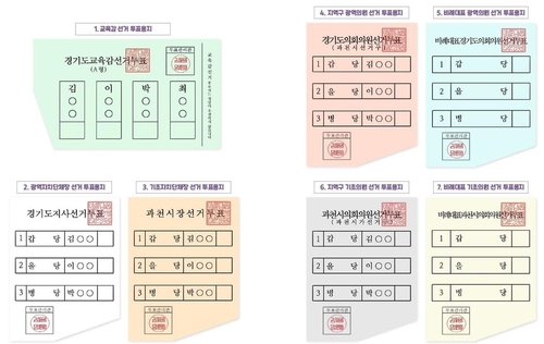 7장의 투표용지 예시