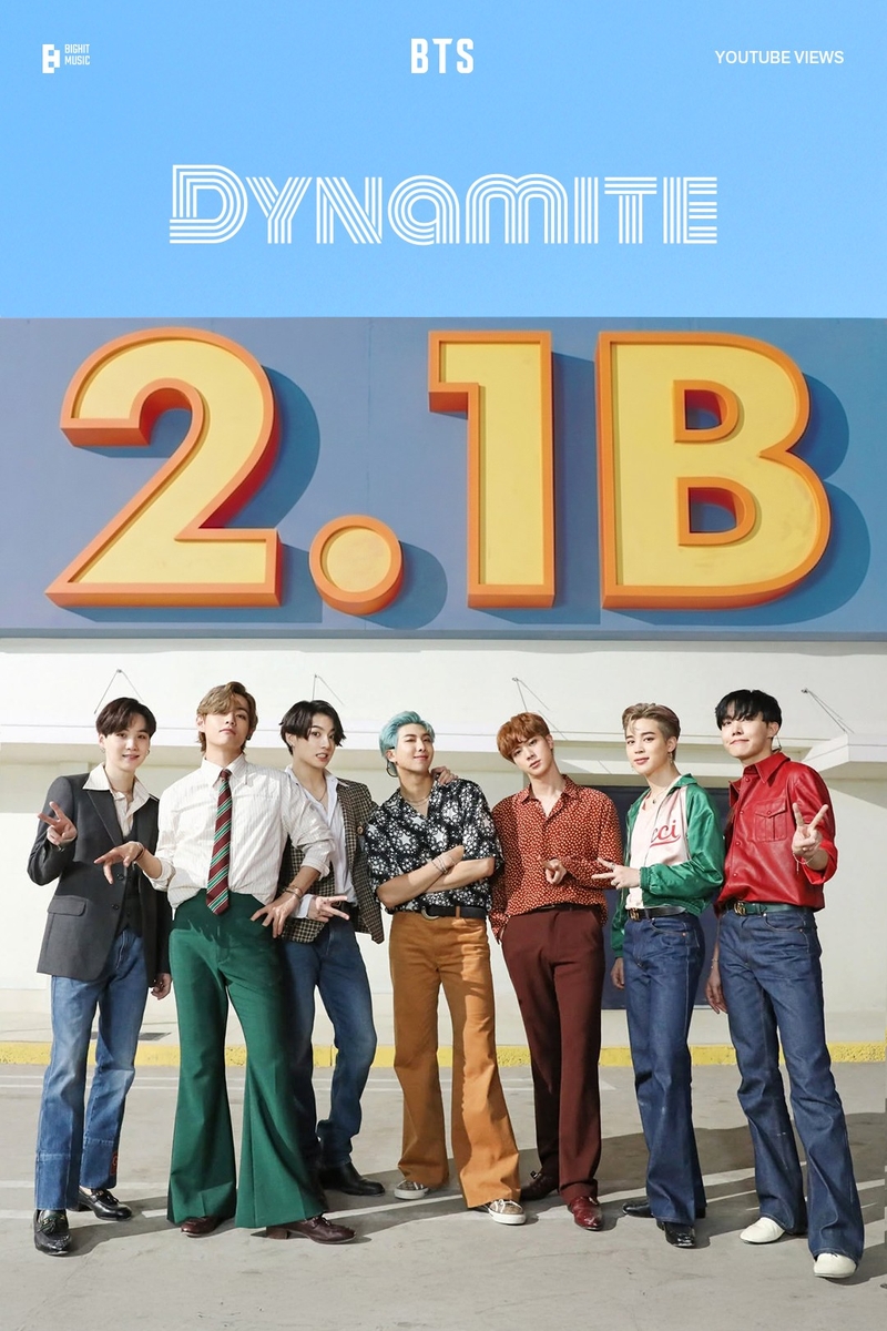 그룹 방탄소년단 '다이너마이트' 뮤직비디오 21억뷰 돌파 축전