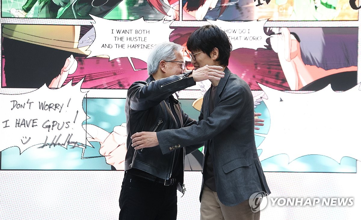 이해진 네이버 의장과 인사하는 젠슨 황