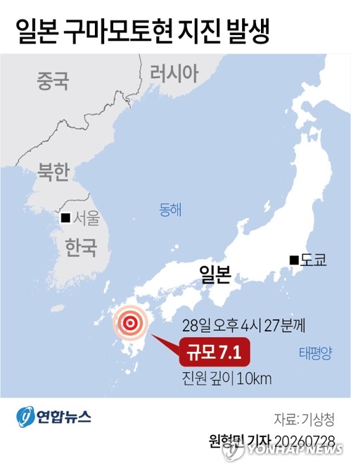[그래픽] 일본 구마모토현 지진 발생