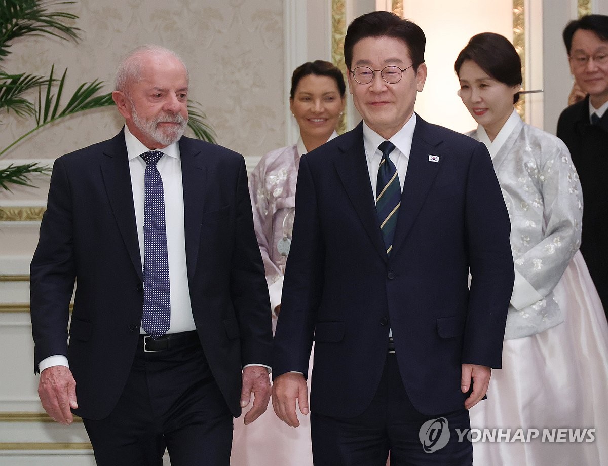 환영만찬 입장하는 한-브라질 정상