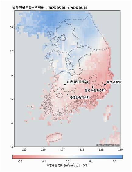 남한 전역 토양수분 변화