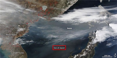 미국 항공우주국(NASA)의 일본해 단독 표기