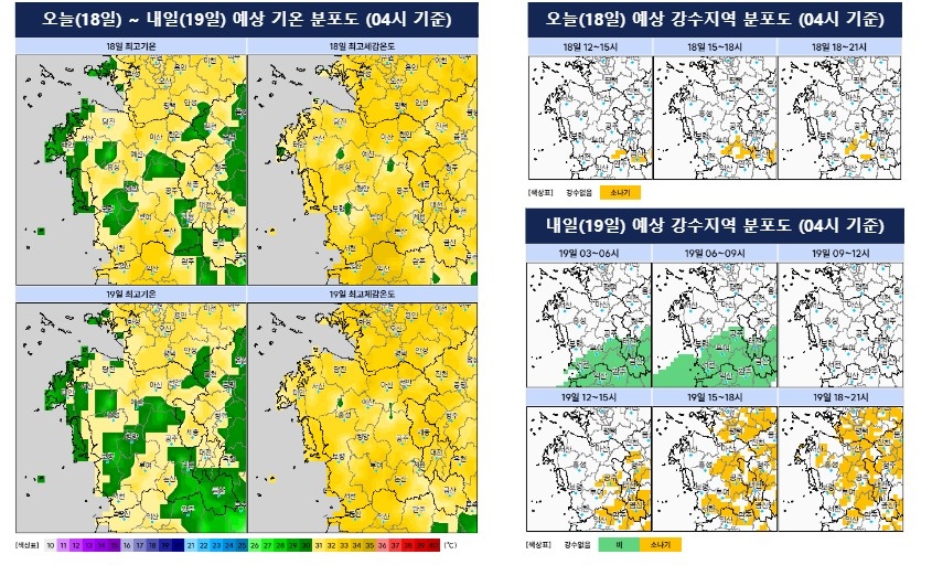 예상 기온 분포도