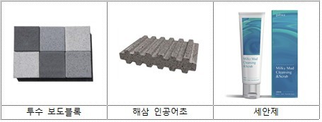 부산물로 만든 제품 샘플