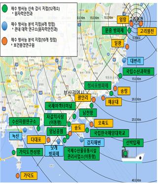 부산시 해수 방사능 감시·분석 지점(26개 지점)