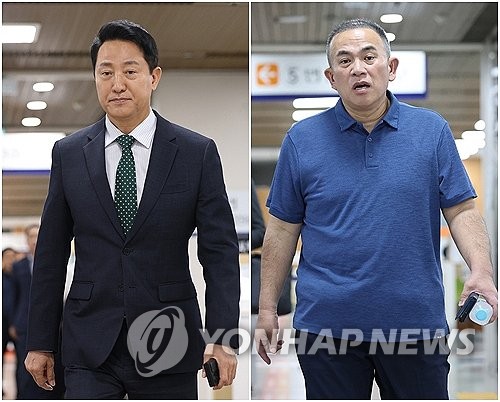 법정 향하는 오세훈과 명태균
