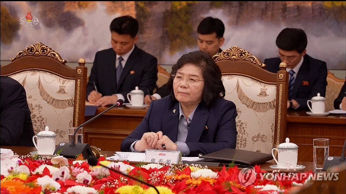 왕이 중국 외교부장과 회담하는 최선희 외무상