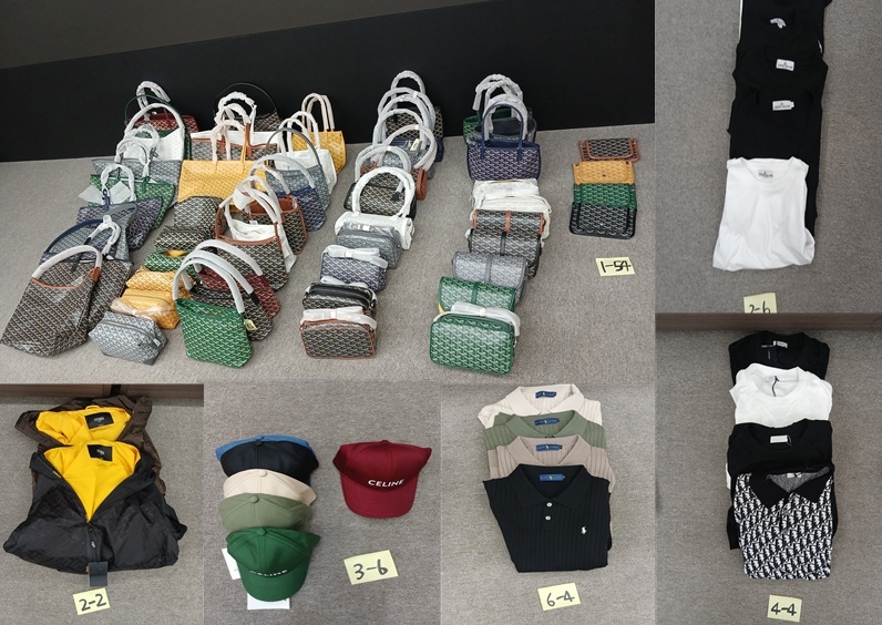 지난 9월 새빛시장 일대에서 적발한 위조상품 압수물품들