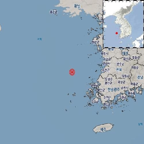 전북 군산 지진 진앙 위치도