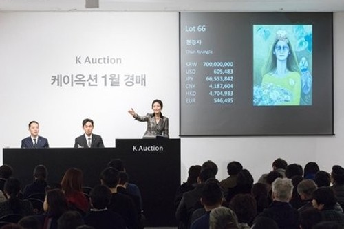 미술품 경매 모습