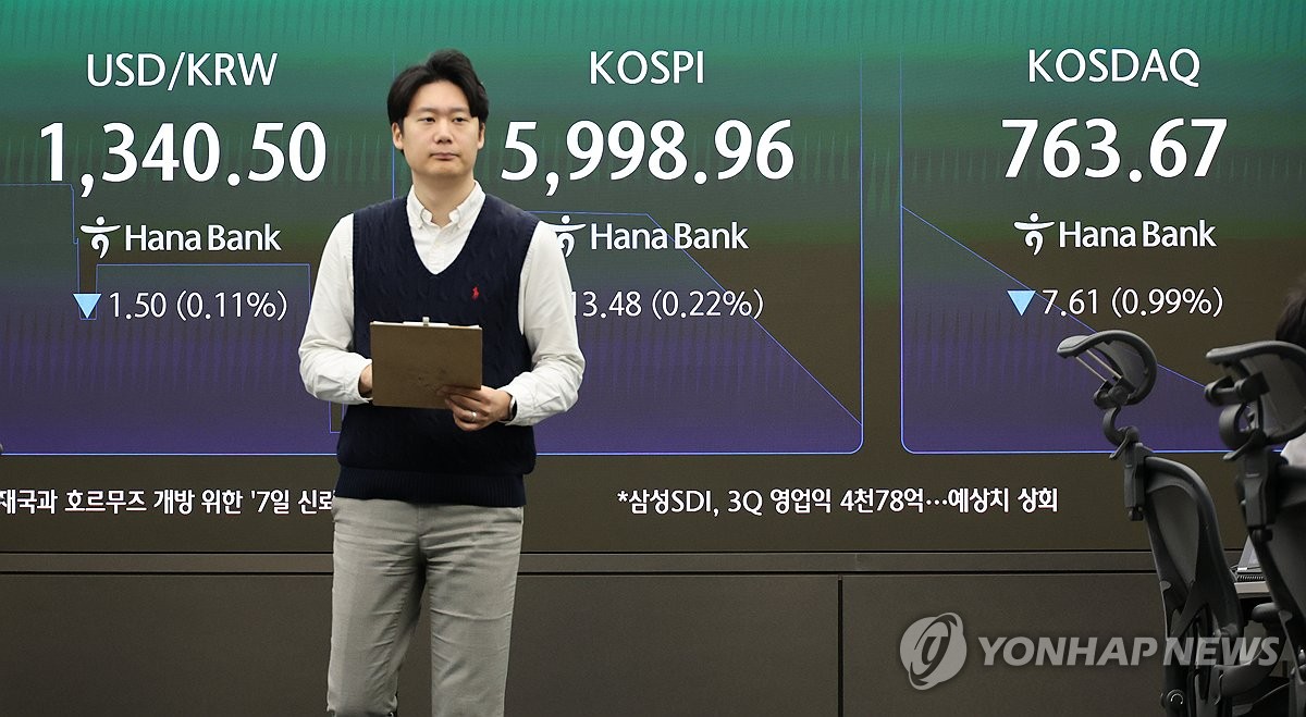 코스피, 장 초반 6,000선 부근에서 약보합세